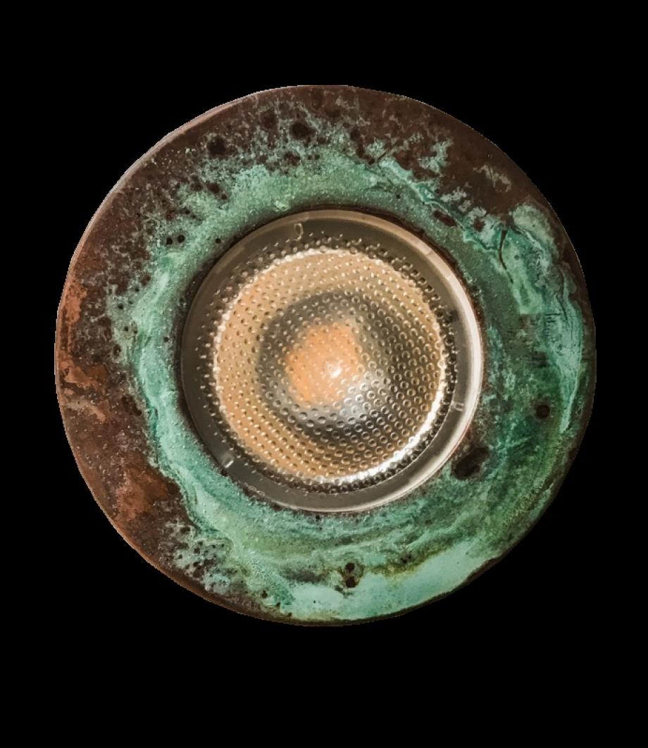 Verdigris copper fire rated downlight from Fraser Besant Lighting